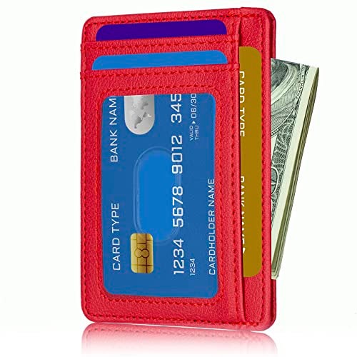 TOURSUIT Travel Minimalist Slim Front Pocket Wallet for Men Women, RFID Blocking Credit Card Holder Case (Red) - Image 2