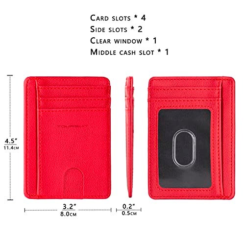 TOURSUIT Travel Minimalist Slim Front Pocket Wallet for Men Women, RFID Blocking Credit Card Holder Case (Red) - Image 4
