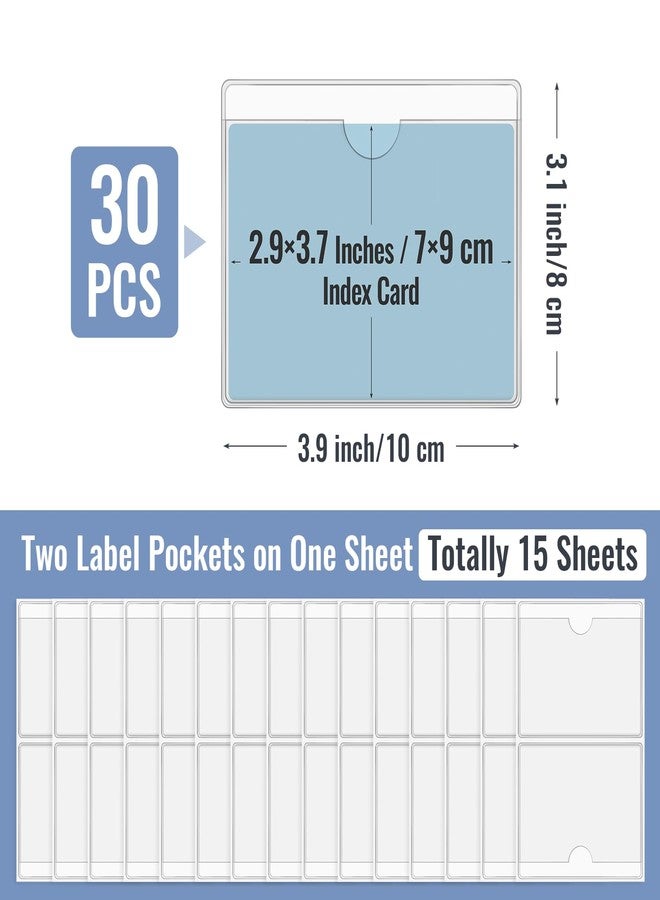 Imeepa Clear Adhesive Pockets 2.9"x3.7" Index Card Sleeves Self Adhesive with Top Loading Label Pockets (30 PCS) - Image 2