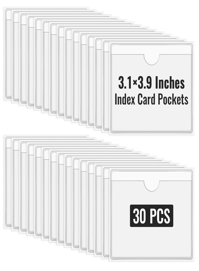 Imeepa Clear Adhesive Pockets 2.9"x3.7" Index Card Sleeves Self Adhesive with Top Loading Label Pockets (30 PCS) - Image 1