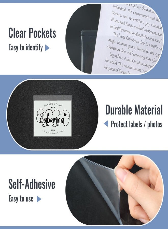 Imeepa Clear Adhesive Pockets 2.9"x3.7" Index Card Sleeves Self Adhesive with Top Loading Label Pockets (30 PCS) - Image 3