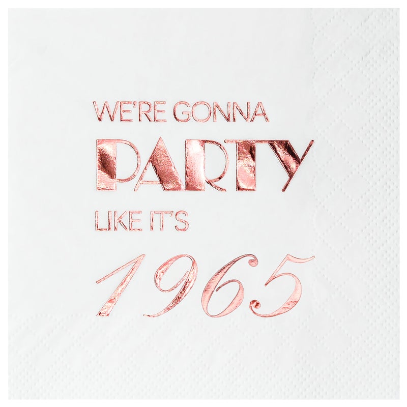 Crisky 60th Birthday Cocktail Napkins Rose Gold for Women 60th Birthday Party Decorations for Cake Dessert Berverage Table 60th Birthday Party Supplies50 Pcs Disposable Napkins 3Ply