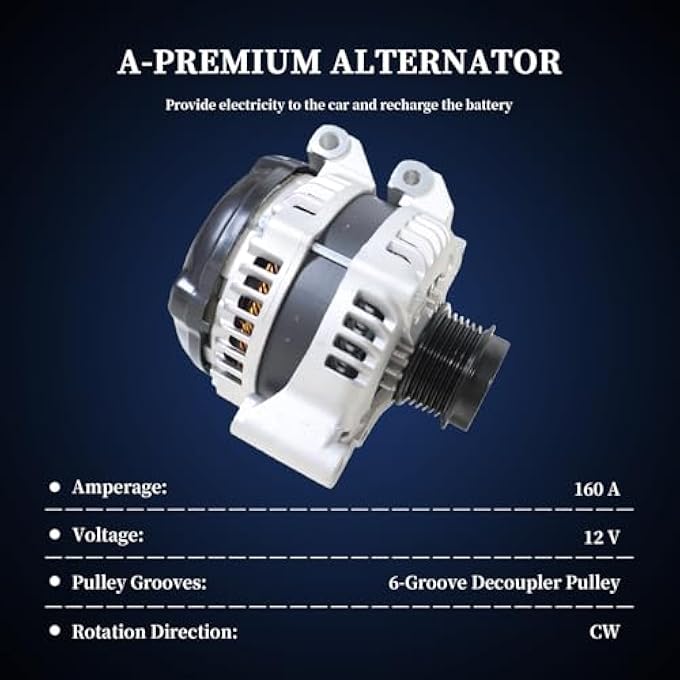 Gecious 4210000821 12V 160Amp Alternator | Compatible with 2015-2017 Chrysler 200 3.6L, 2014-2022 Jeep Cherokee V6 3.2L - Image 3