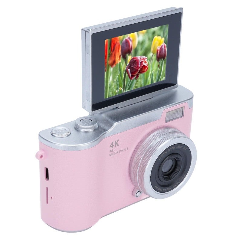 48MP Digital Camera With 2.4 Inch HD Flip Screen 1080P High Resolution Imaging - 8X Digital Zoom 2/5/10s Self Timer Built-In LED Fill Light For All-Day Outdoor Photography Pink - Image 2