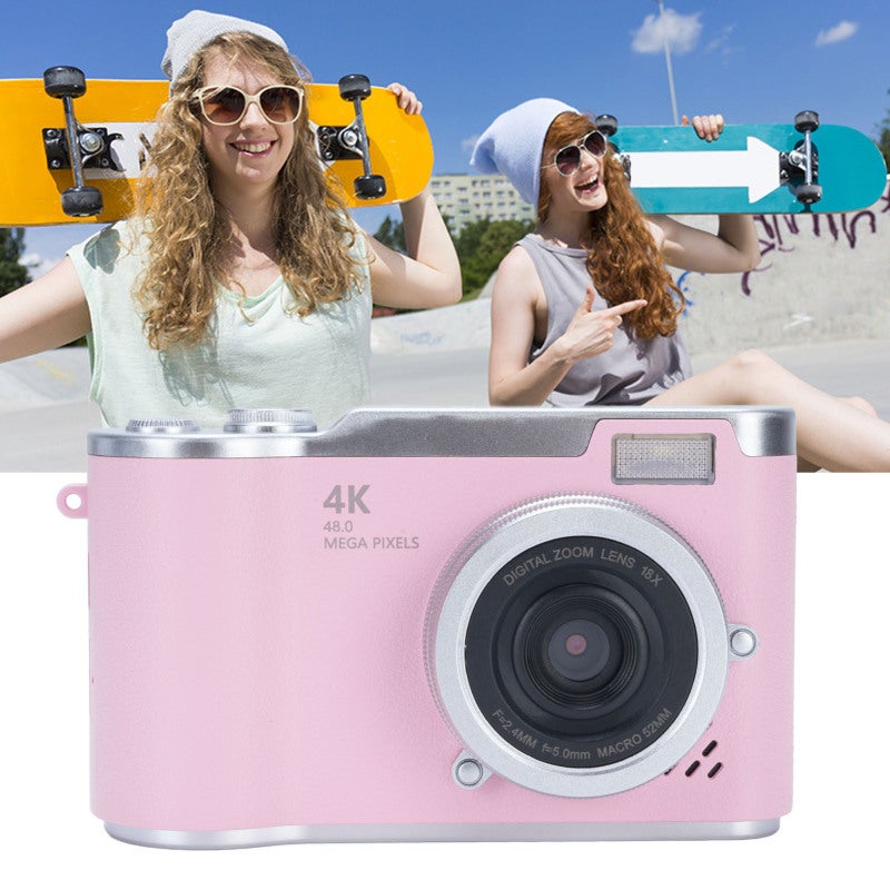 48MP Digital Camera With 2.4 Inch HD Flip Screen 1080P High Resolution Imaging - 8X Digital Zoom 2/5/10s Self Timer Built-In LED Fill Light For All-Day Outdoor Photography Pink - Image 4