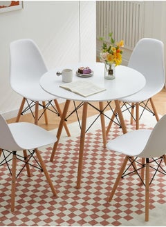 CityRiya-Long Dining Table Kitchen Table 70*70cm Round Dining Room Table Modern White Coffee Table Solid Wood Tea Table Furniture for Kitchen, Dining Room, Living Room  - Image 1