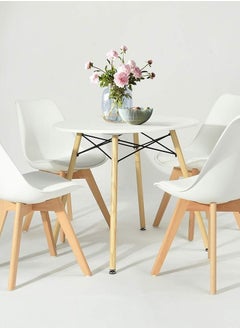 CityRiya-Long Dining Table Kitchen Table 70*70cm Round Dining Room Table Modern White Coffee Table Solid Wood Tea Table Furniture for Kitchen, Dining Room, Living Room  - Image 2