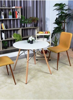 CityRiya-Long Dining Table Kitchen Table 70*70cm Round Dining Room Table Modern White Coffee Table Solid Wood Tea Table Furniture for Kitchen, Dining Room, Living Room  - Image 3
