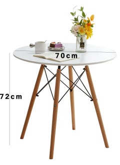 CityRiya-Long Dining Table Kitchen Table 70*70cm Round Dining Room Table Modern White Coffee Table Solid Wood Tea Table Furniture for Kitchen, Dining Room, Living Room  - Image 5