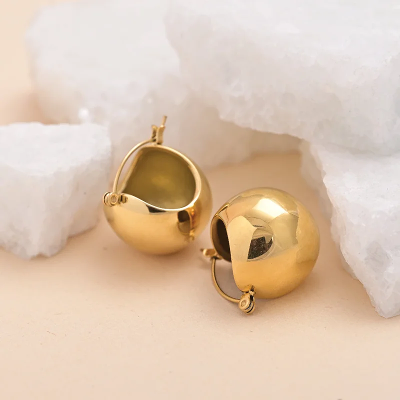 Palmonas PALMONAS Ball Hoop Earrings for Women | 18K Gold Plated, Waterproof & Anti-Tarnish