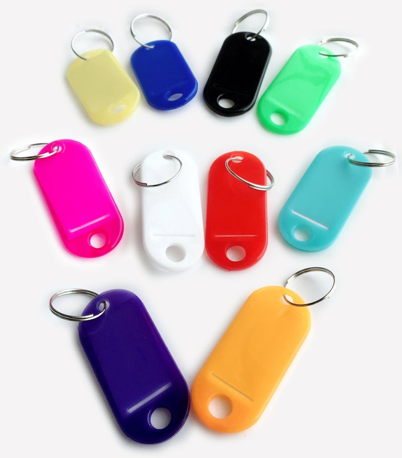 HoAoOo Key Tag Assorted Color Plastic Coded Key ID Label Tags Split Ring Keyring - with Label Window Ring Holder (200) - Image 3