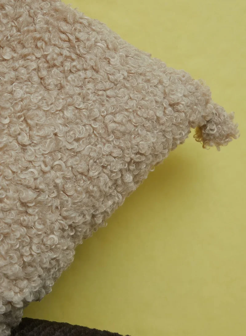 Noire Edit Cream Fleece Pom Pom Cushion With Insert 45X45Cm