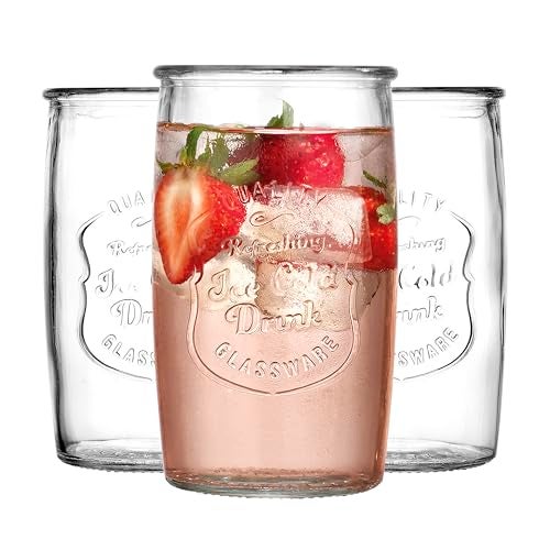Glaver's Drinking Glasses Set of 4, Vintage Italian Style – Elegant 20 Oz Clear Tumbler Glassware Set– Genuine Artisan-Made for, Refreshing Drinks, Beverages, Cocktails. - Image 1