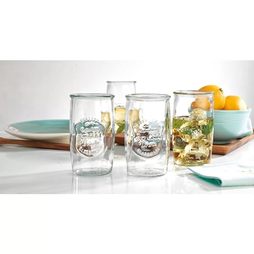 Glaver's Drinking Glasses Set of 4, Vintage Italian Style – Elegant 20 Oz Clear Tumbler Glassware Set– Genuine Artisan-Made for, Refreshing Drinks, Beverages, Cocktails. - Image 3