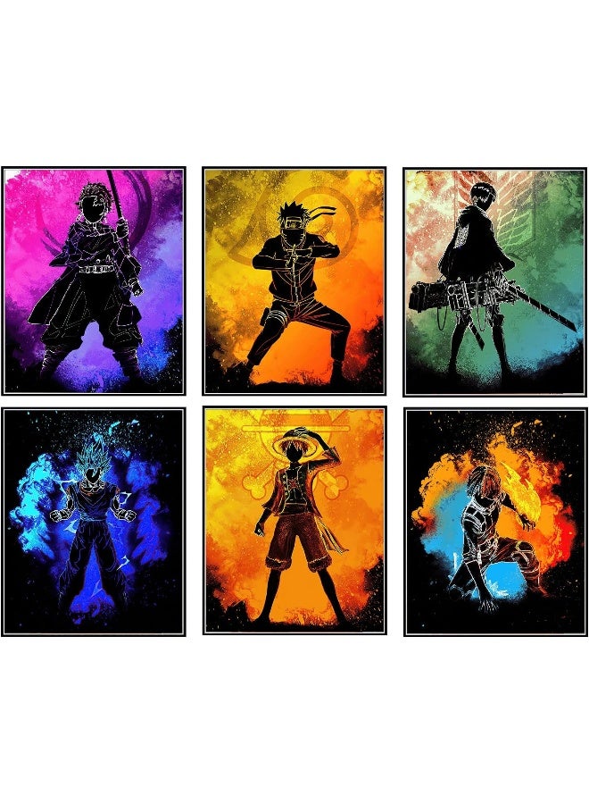BPA Anime Poster Pack Teens Posters Bedroom Art - Room Decor Give Boy Gifts Canvas Wall Art Paintings Canvas HD Picture prints Set of 6 Unframed 8X10in - Image 1