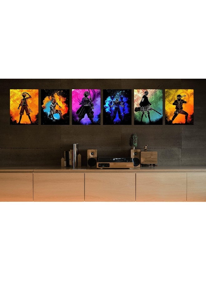 BPA Anime Poster Pack Teens Posters Bedroom Art - Room Decor Give Boy Gifts Canvas Wall Art Paintings Canvas HD Picture prints Set of 6 Unframed 8X10in - Image 5