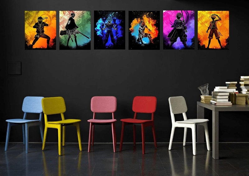 BPA Anime Poster Pack Teens Posters Bedroom Art - Room Decor Give Boy Gifts Canvas Wall Art Paintings Canvas HD Picture prints Set of 6 Unframed 8X10in - Image 2