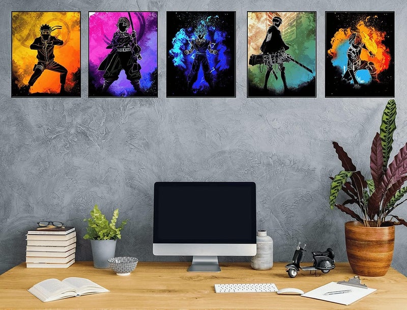 BPA Anime Poster Pack Teens Posters Bedroom Art - Room Decor Give Boy Gifts Canvas Wall Art Paintings Canvas HD Picture prints Set of 6 Unframed 8X10in - Image 3
