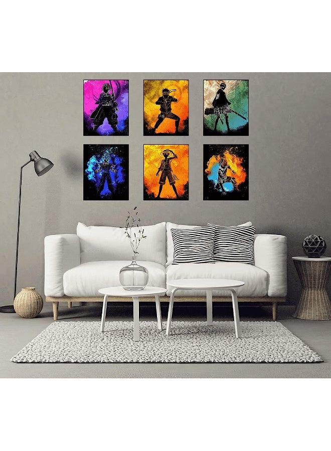 BPA Anime Poster Pack Teens Posters Bedroom Art - Room Decor Give Boy Gifts Canvas Wall Art Paintings Canvas HD Picture prints Set of 6 Unframed 8X10in - Image 4
