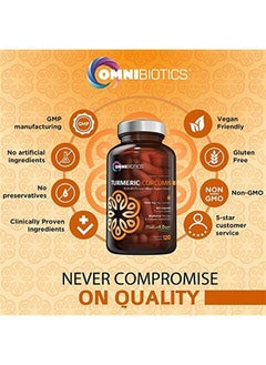 OmniBiotics Organic Turmeric Curcumin Supplement 1500mg with BioPerine | 95% Standardized Curcuminoid Extract & Organic Root Powder with Piperine Black Pepper Fruit (10mg), 120 Vegetarian Capsules  - Image 3