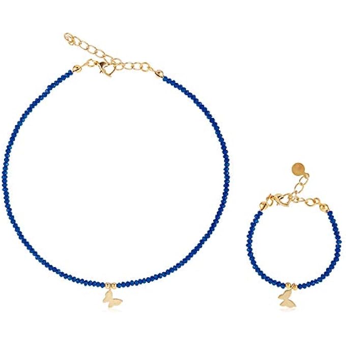 rayihni -Accessories New Necklace & Bracelet With Butterfly For Kids - Ee3862Xslpn (Sapphire, Gold Plated)
