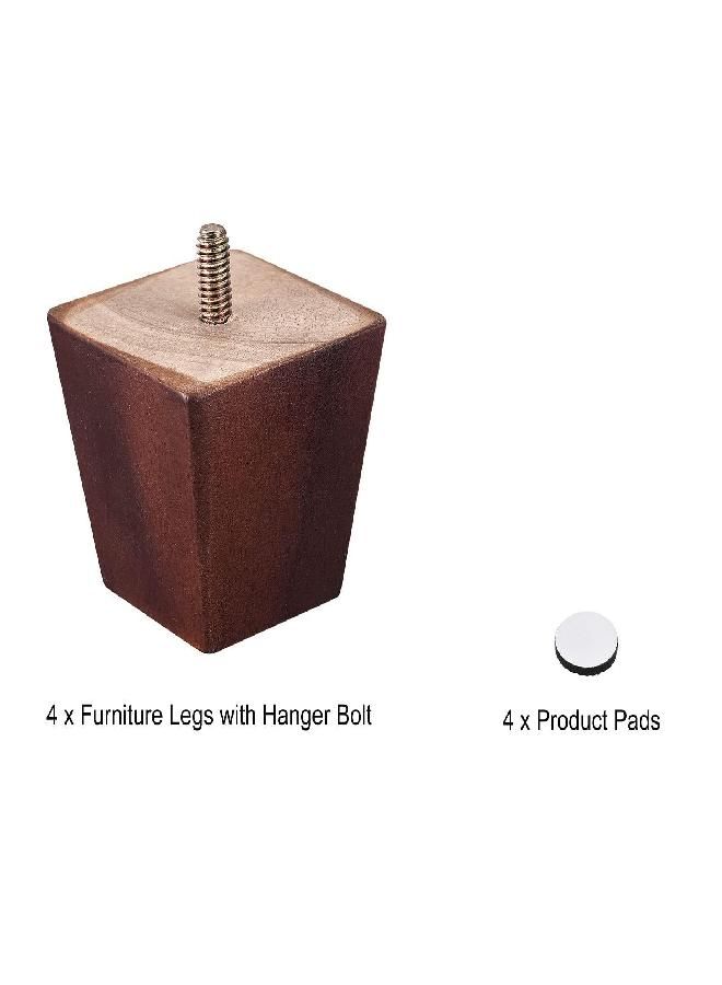 uxcell uxcell Furniture Legs, 2 Inch(50mm) Set of 4 Square Solid Wood Couch Legs Feet Chair Table Feet Sofa Support Replacement Parts, Brown  - Image 2