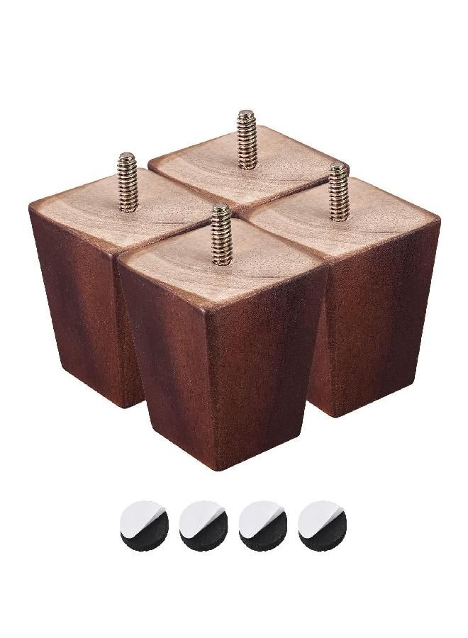 uxcell uxcell Furniture Legs, 2 Inch(50mm) Set of 4 Square Solid Wood Couch Legs Feet Chair Table Feet Sofa Support Replacement Parts, Brown  - Image 3