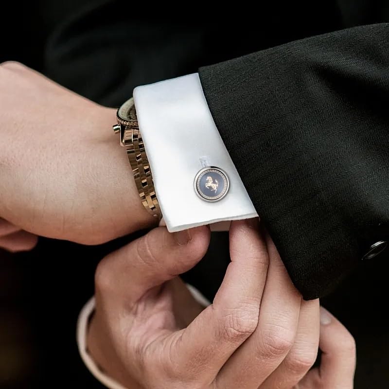 Miami Jewellery Cuff Links Cufflinks Set for Mens Boys Man Boy Formal Shirts Cufflinks for Men Blue Horse Valentine Gifts - Cufflink-M9103 - Image 4