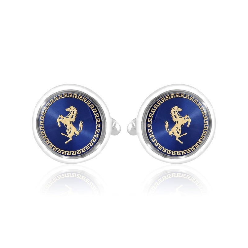 Miami Jewellery Cuff Links Cufflinks Set for Mens Boys Man Boy Formal Shirts Cufflinks for Men Blue Horse Valentine Gifts - Cufflink-M9103 - Image 1