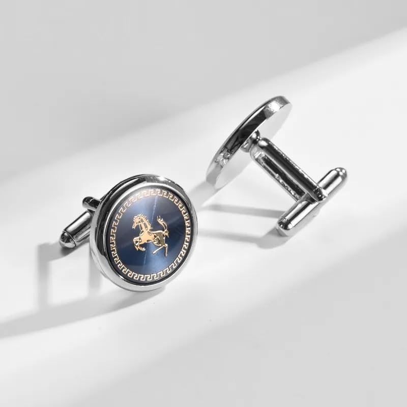 Miami Jewellery Cuff Links Cufflinks Set for Mens Boys Man Boy Formal Shirts Cufflinks for Men Blue Horse Valentine Gifts - Cufflink-M9103 - Image 3