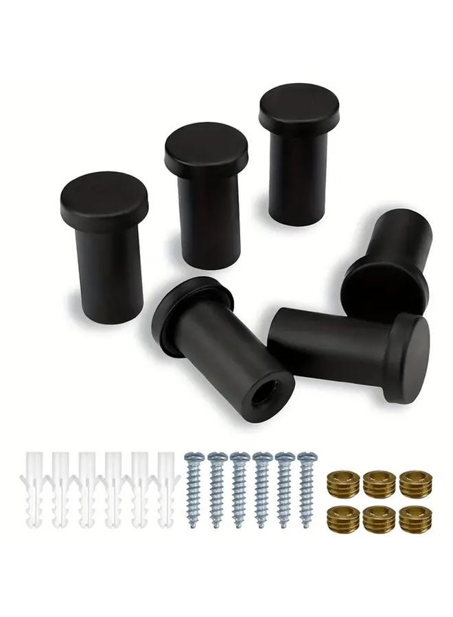 6pcs Modern Bathrobe Towel Hooks Matte Black Stainless Steel Wall Hooks Corrosion Resistant - Image 1