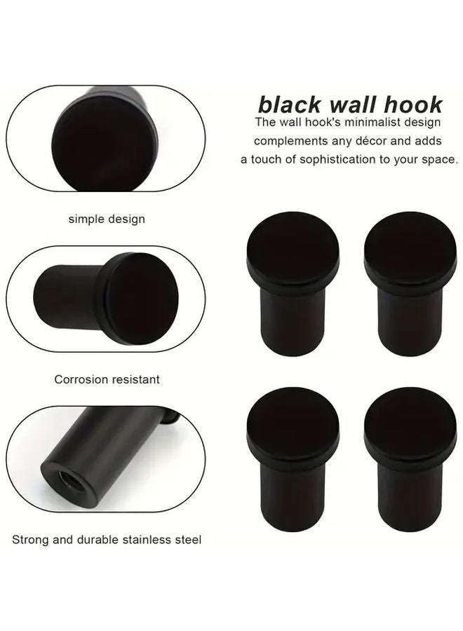 6pcs Modern Bathrobe Towel Hooks Matte Black Stainless Steel Wall Hooks Corrosion Resistant - Image 2