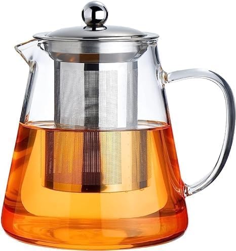 AVMPHD Green Tea Kettle Triangle Stainer 750ML Glass Tea Kettle Heat Resistant Tea Pot with Stainless Steel Infuser Strainer for Coffee Juice Loose Leaf Tea - Image 1