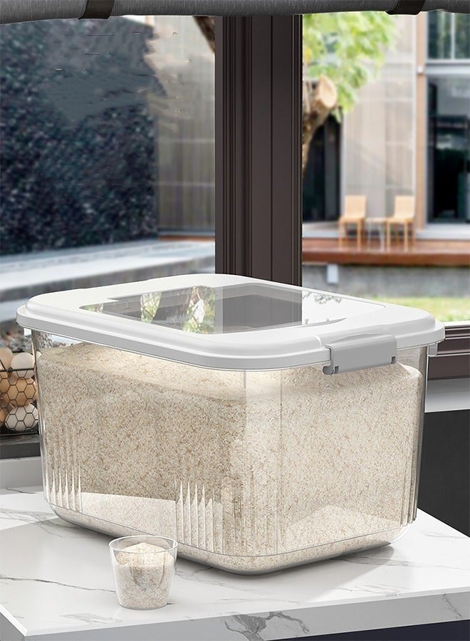Arabest Essential Kitchen Rice Storage Bucket, 6KG Large Capacity Airtight Rice Container, Moisture Proof Insect Proof Sealed Rice Box with Measuring Cup for Home Kitchen - Image 2