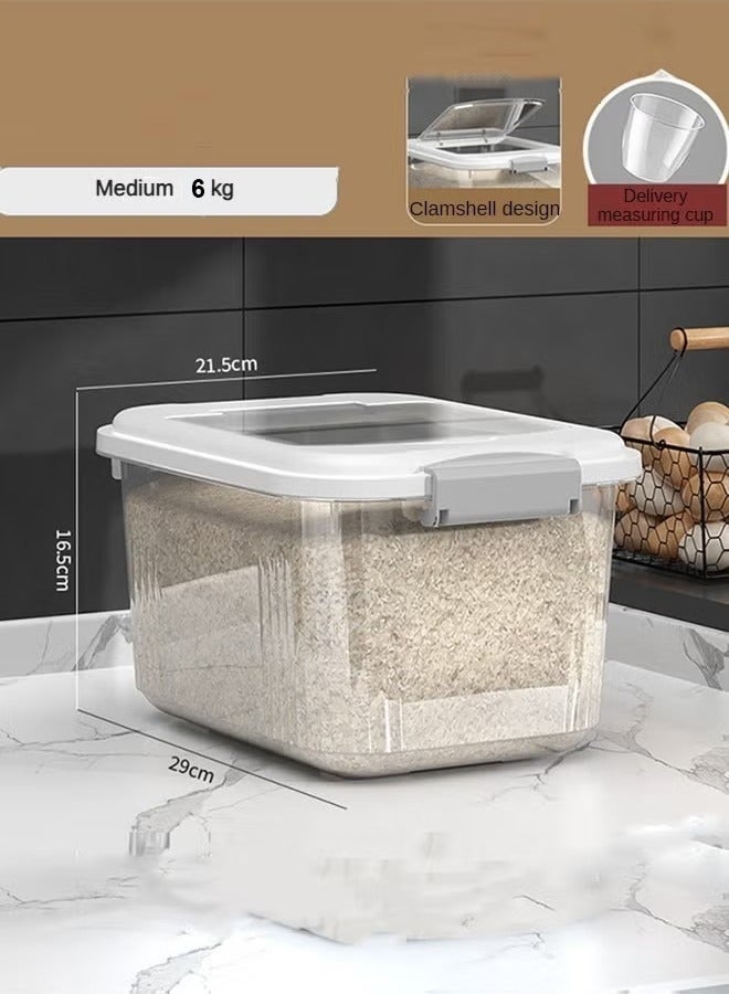 Arabest Essential Kitchen Rice Storage Bucket, 6KG Large Capacity Airtight Rice Container, Moisture Proof Insect Proof Sealed Rice Box with Measuring Cup for Home Kitchen - Image 3