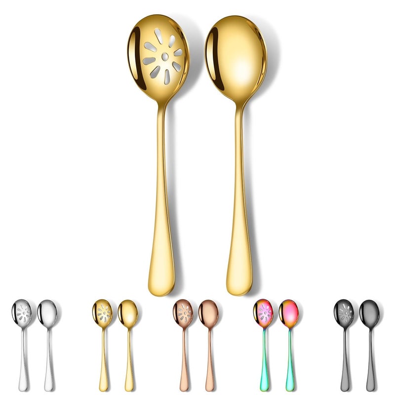 Rose Gold 8 Piece Stainless Steel Flatware Set Long Handle Soup and Hot Pot Spoons - Image 2