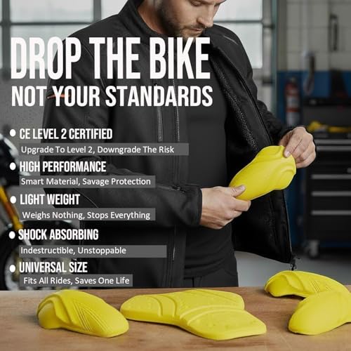 Jackets 4 Bikes CE Level 2 Back Elbow and Shoulder Certified Armor Pads 5 PC Set Motorcycle Armor Protector Inserts for Motorcycle Jackets Unisex All Yellow - Image 3