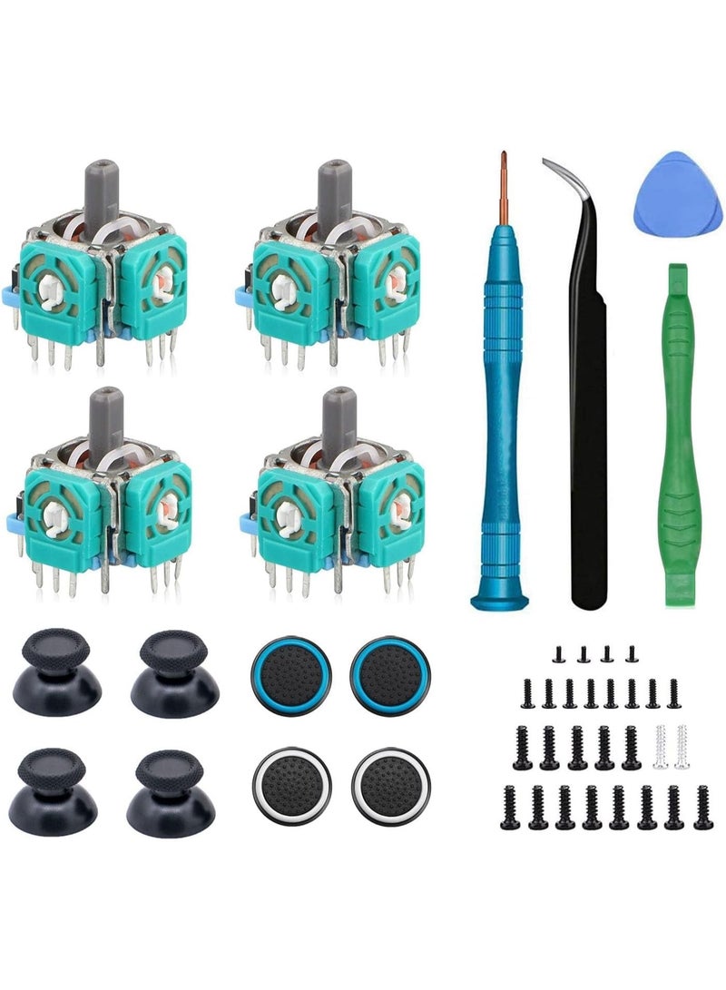4PCS 3D Analog Joystick Replacement for PS5 Controller, Thumbsticks Repair Tool Kit Compatible with Playstation 5 DualSense Wireless Controller, Drift Damaged Joystick Replacements with Screwdriver  - Image 1