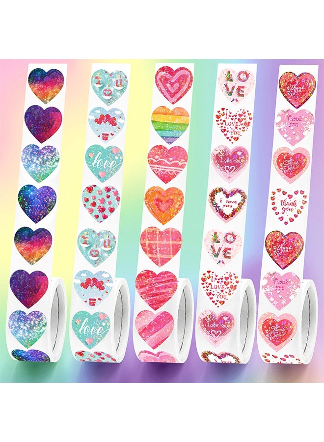 Lemon 1000 PCS Heart Stickers for Kids, Colorful Heart Shape Self Adhesive Sticker, Decorative Love Stickers Labels for Valentine's Day, Kids Reward, Wedding, Mother's Day Envelopes Gift Packaging - Image 2