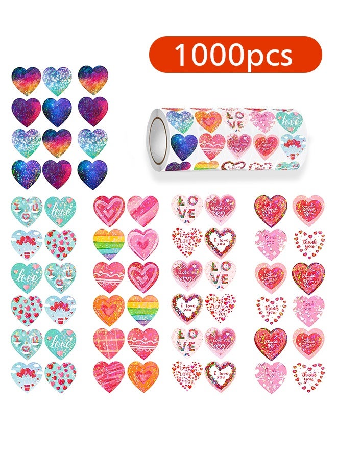 Lemon 1000 PCS Heart Stickers for Kids, Colorful Heart Shape Self Adhesive Sticker, Decorative Love Stickers Labels for Valentine's Day, Kids Reward, Wedding, Mother's Day Envelopes Gift Packaging - Image 1