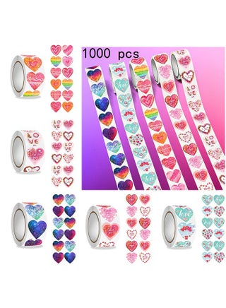 1000 PCS Heart Stickers for Kids, Colorful Heart Shape Self Adhesive Sticker, Decorative Love Stickers Labels for Valentine's Day, Kids Reward, Wedding, Mother's Day Envelopes Gift Packaging - view 4