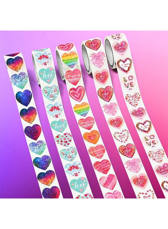 Lemon 1000 PCS Heart Stickers for Kids, Colorful Heart Shape Self Adhesive Sticker, Decorative Love Stickers Labels for Valentine's Day, Kids Reward, Wedding, Mother's Day Envelopes Gift Packaging - Image 3