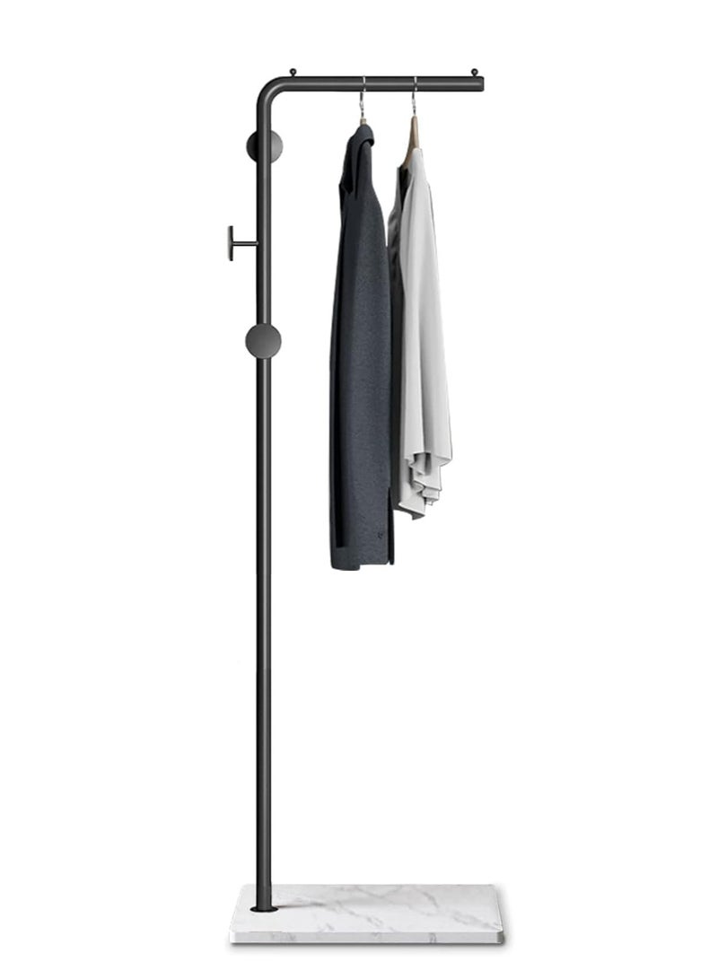 Bluejw Metal Coat Rack Freestanding with Natural Marble Base 67” 170cm Entryway Coats Hanger Stand with 3 Hooks, Home Bedroom Hotel Hall Tree for Coats, Hats, Scarves, Clothes, and Handbags  - Image 3