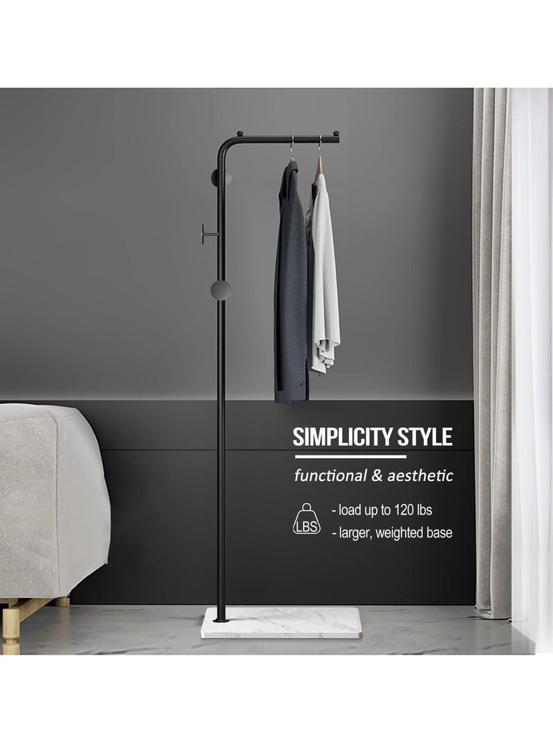 Bluejw Metal Coat Rack Freestanding with Natural Marble Base 67” 170cm Entryway Coats Hanger Stand with 3 Hooks, Home Bedroom Hotel Hall Tree for Coats, Hats, Scarves, Clothes, and Handbags  - Image 4
