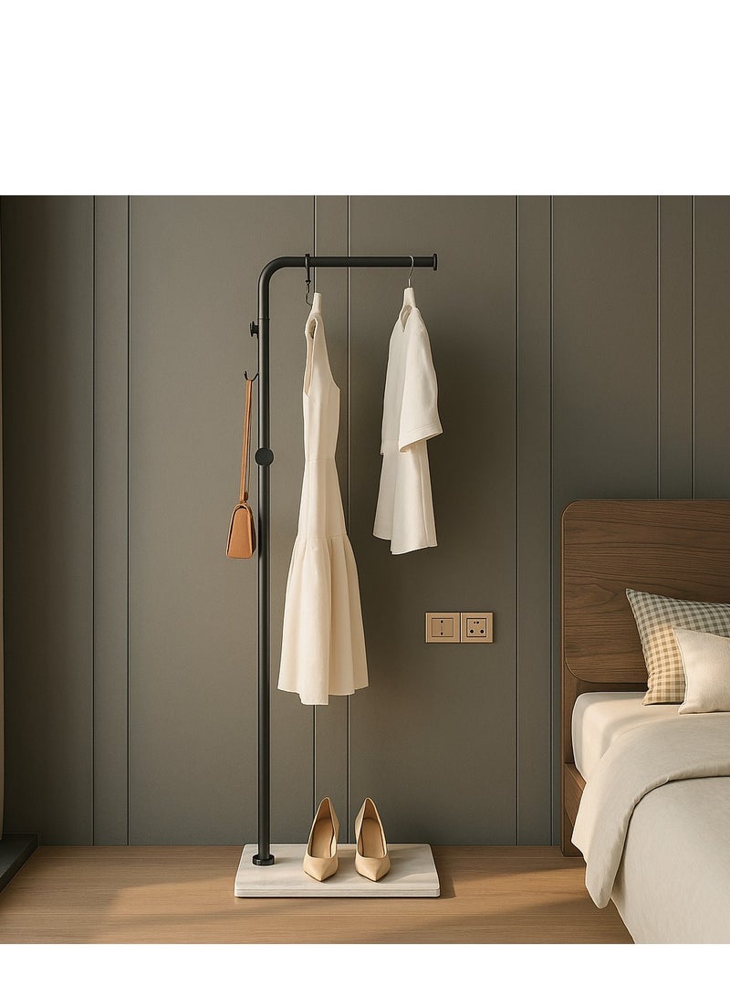 Bluejw Metal Coat Rack Freestanding with Natural Marble Base 67” 170cm Entryway Coats Hanger Stand with 3 Hooks, Home Bedroom Hotel Hall Tree for Coats, Hats, Scarves, Clothes, and Handbags  - Image 1