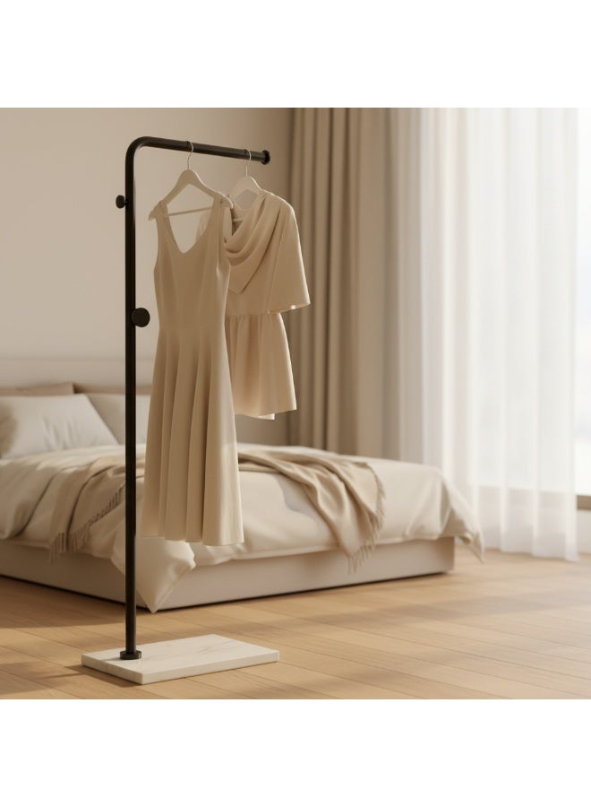 Bluejw Metal Coat Rack Freestanding with Natural Marble Base 67” 170cm Entryway Coats Hanger Stand with 3 Hooks, Home Bedroom Hotel Hall Tree for Coats, Hats, Scarves, Clothes, and Handbags - Image 1