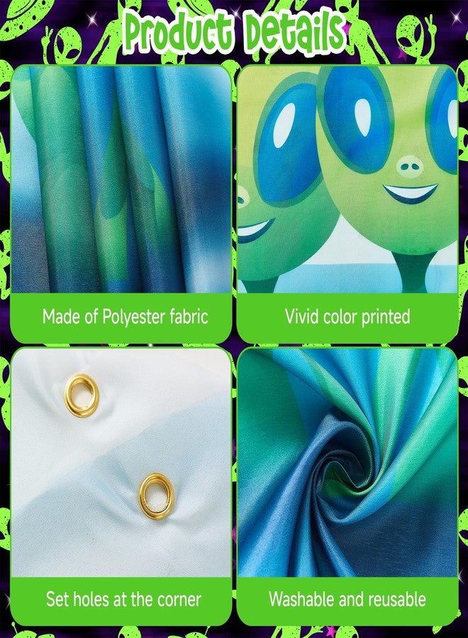 Bafeil 24PCS Alien Birthday Party Decorations Set, Space Theme Party Supplies with Alien & Cow Balloons Decorations, Blue Foil Fringe Curtain, Outer Space Birthday Decorations - Image 4