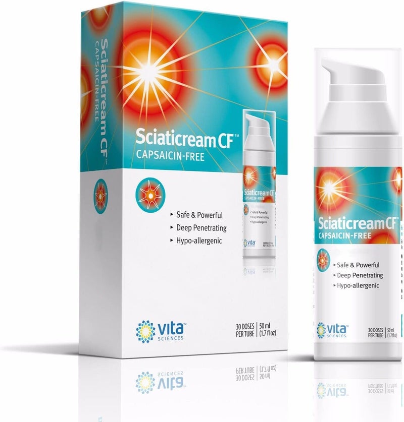 Vita Sciences Vita Sciences Sciaticream CF: Rapid Soothing Cream for Sciatic Nerve with Arnica, B1, B5, B6, MSM, Aloe and Coconut Oil Base. Capsaicin-Free. Fast Acting Soothing Formula
