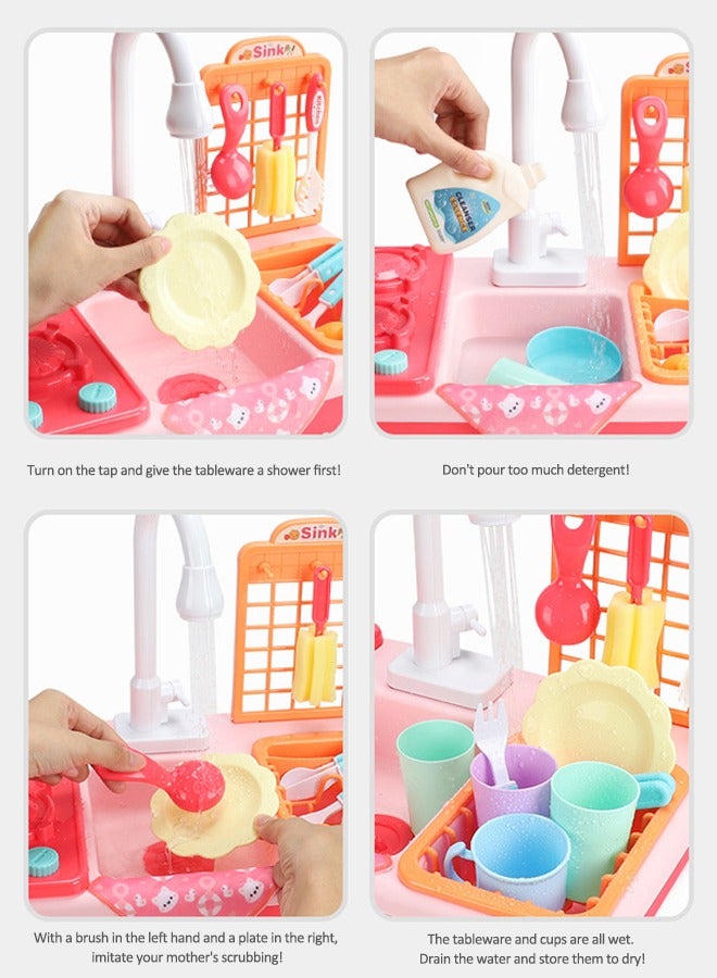 تورنيدو جولد لعبة حوض المطبخ مع لعبة غسالة الأطباق الموقد مجموعة التعليم المبكر محاكاة غسالة الأطباق التلقائي دورة المياه وظيفة الصرف الكهربائي - Image 2