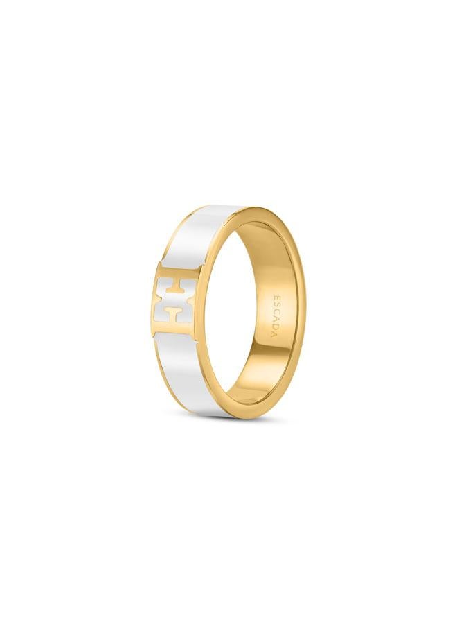 ESCADA Scarlett Gold Plated and White Enamel Ring for Women 52mm - Image 1